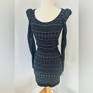 French Connection long sleeve mini black silhouette dress